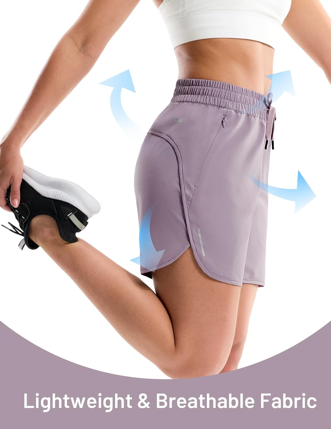 image:imageMIER Running Shorts for Women 5 Inch Lightweight Athletic Quick Dry Shorts with Pockets for Workout Gym Active Mid WaistedLavender Mist