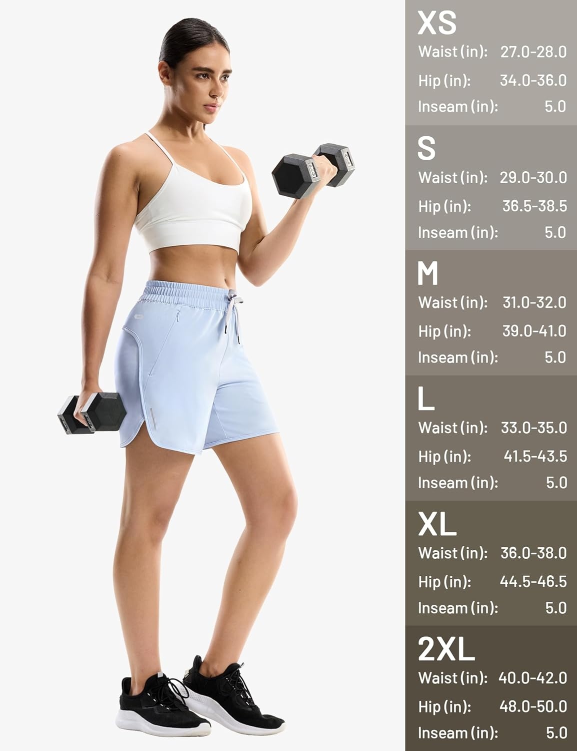 image:imageMIER Running Shorts for Women 5 Inch Lightweight Athletic Quick Dry Shorts with Pockets for Workout Gym Active Mid WaistedLight Blue