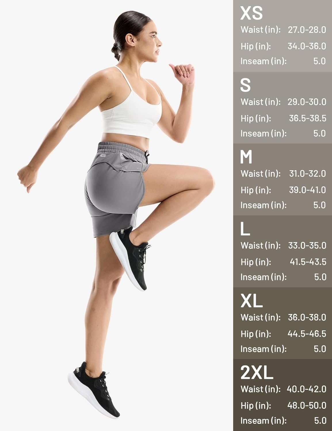 image:imageMIER Running Shorts for Women 5 Inch Lightweight Athletic Quick Dry Shorts with Pockets for Workout Gym Active Mid WaistedLight Grey