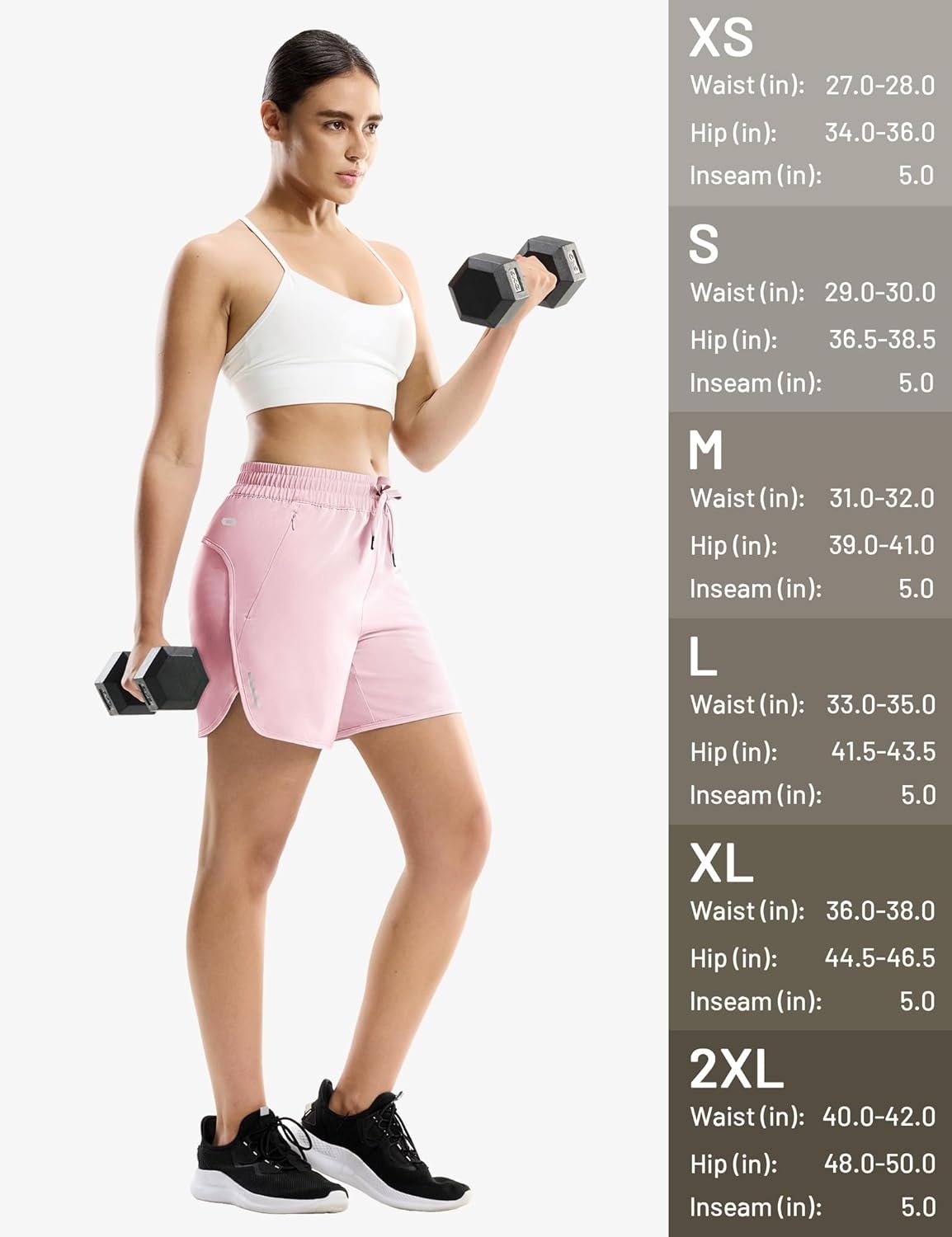 image:imageMIER Running Shorts for Women 5 Inch Lightweight Athletic Quick Dry Shorts with Pockets for Workout Gym Active Mid WaistedLight Pink