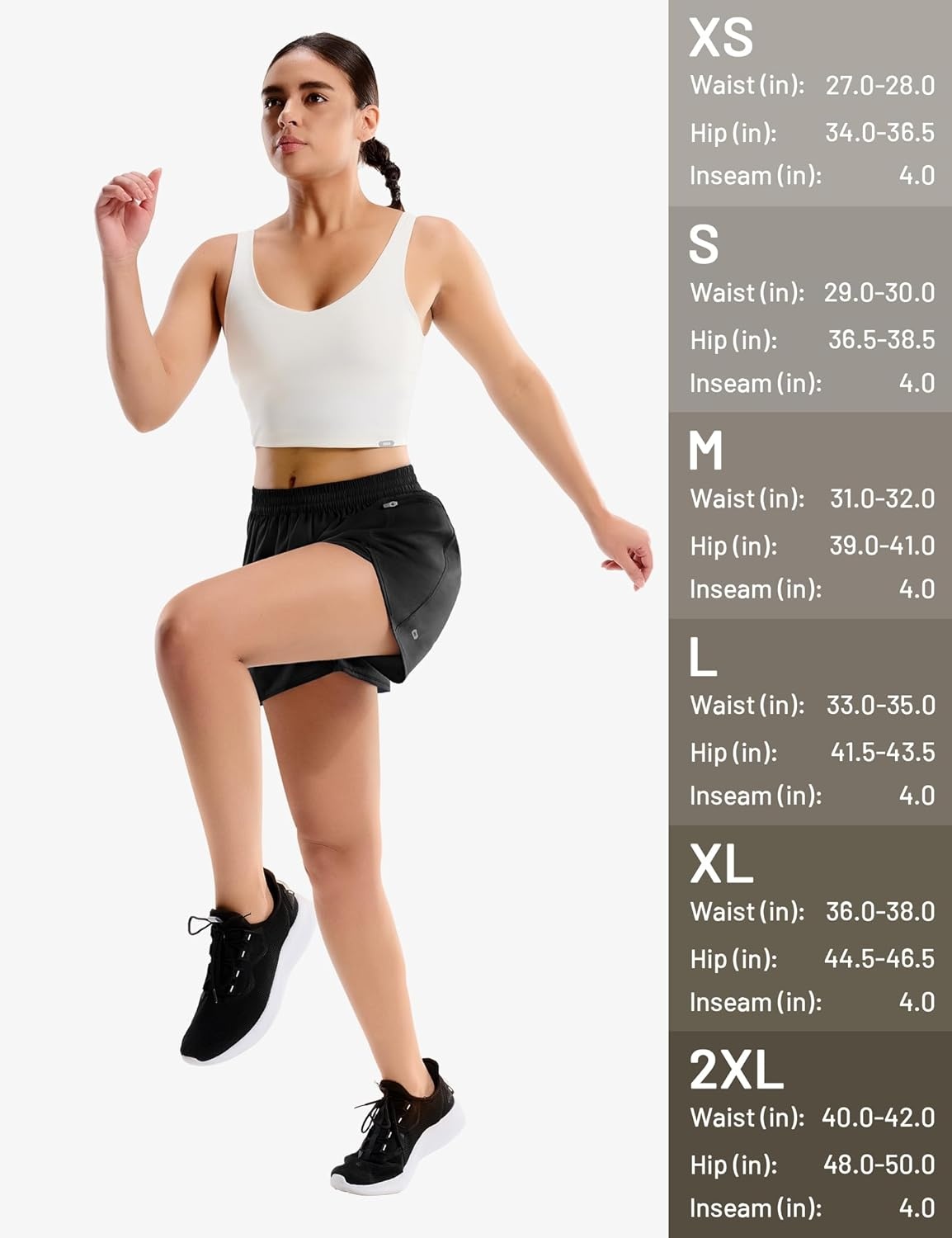 image:imageMIER Running Shorts for Women Quick Dry Athletic Sports Workout Active Dolphin Shorts with Zipper Pocket 4 Inch InseamBlack
