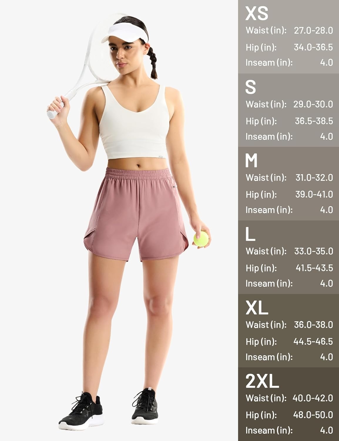 image:imageMIER Running Shorts for Women Quick Dry Athletic Sports Workout Active Dolphin Shorts with Zipper Pocket 4 Inch InseamDusty Pink