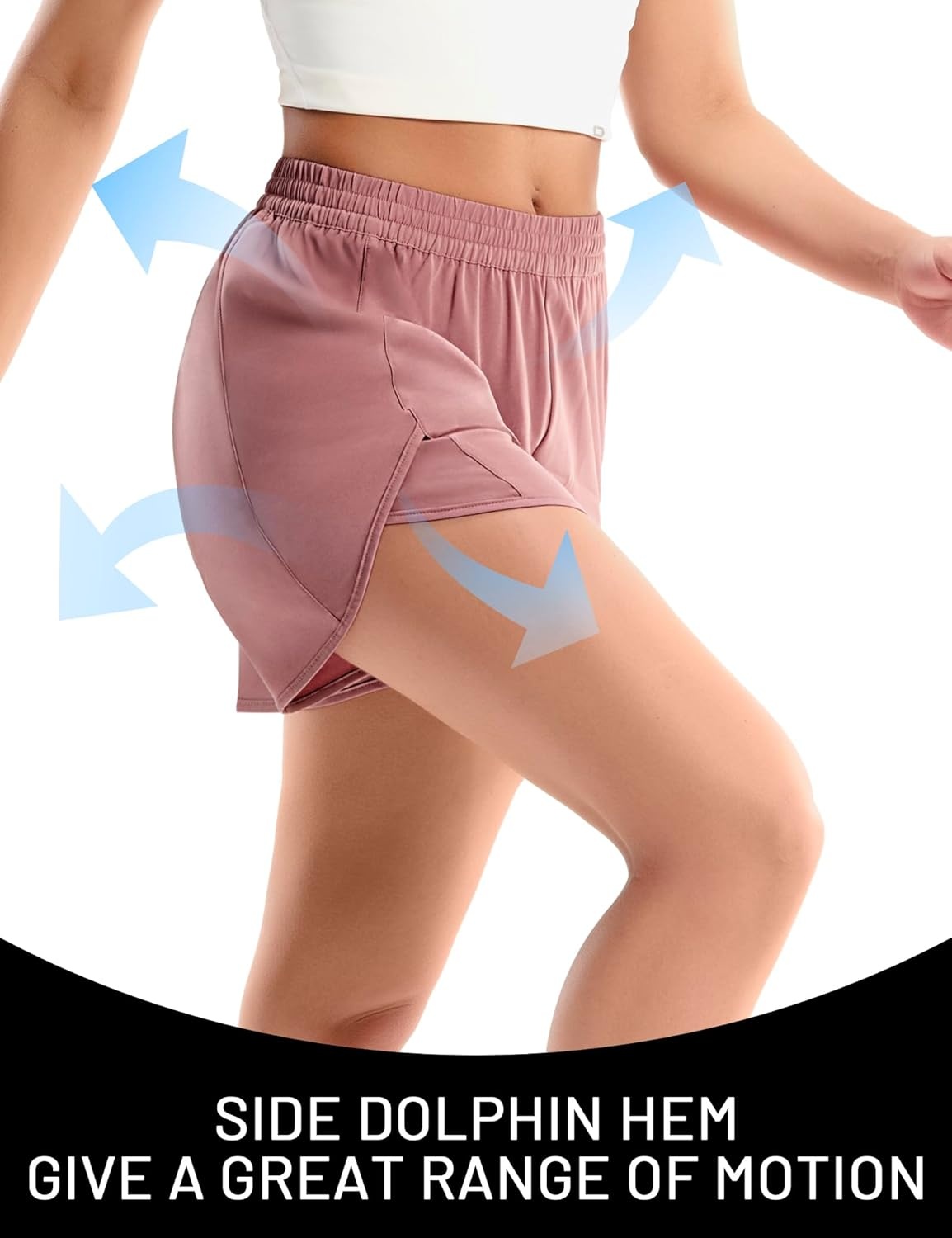 image:imageMIER Running Shorts for Women Quick Dry Athletic Sports Workout Active Dolphin Shorts with Zipper Pocket 4 Inch InseamDusty Pink