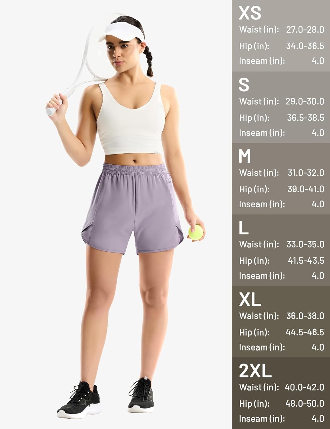 image:imageMIER Running Shorts for Women Quick Dry Athletic Sports Workout Active Dolphin Shorts with Zipper Pocket 4 Inch InseamLavender