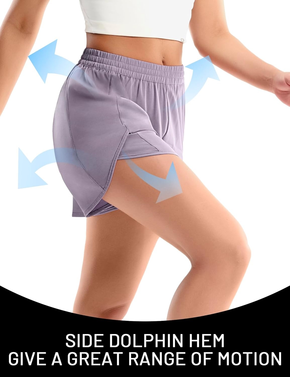 image:imageMIER Running Shorts for Women Quick Dry Athletic Sports Workout Active Dolphin Shorts with Zipper Pocket 4 Inch InseamLavender