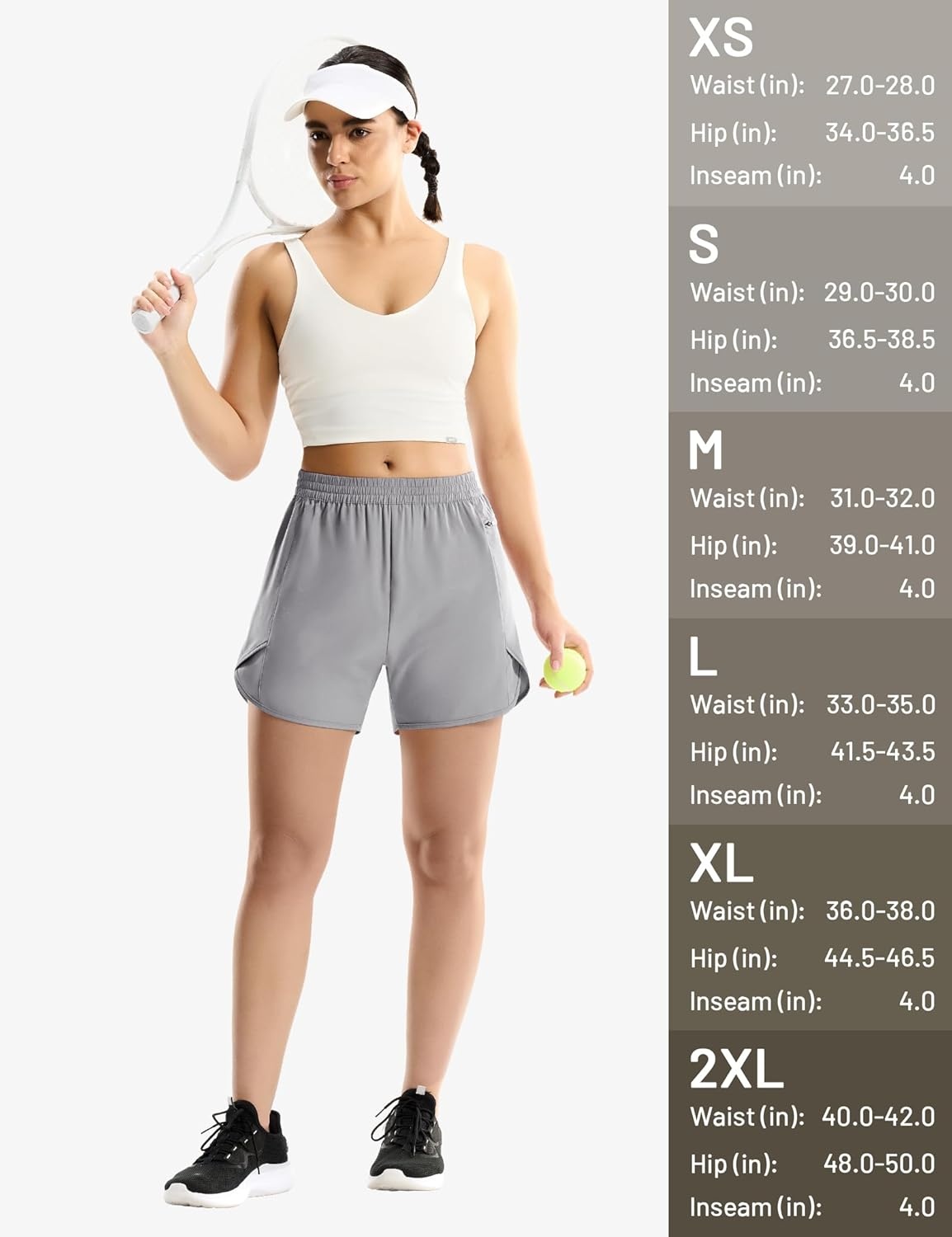 image:imageMIER Running Shorts for Women Quick Dry Athletic Sports Workout Active Dolphin Shorts with Zipper Pocket 4 Inch InseamLight Gery