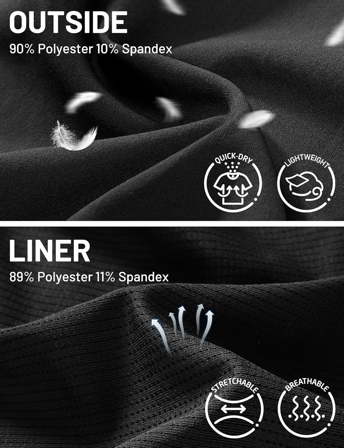 image:imageMIER Womens 2in1 Athletic Running Shorts with Pockets 3 High Waisted Quick Dry Active Exercise Shorts with Mesh LinerBlack