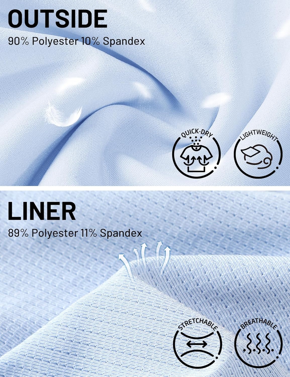 image:imageMIER Womens 2in1 Athletic Running Shorts with Pockets 3 High Waisted Quick Dry Active Exercise Shorts with Mesh LinerLight Blue