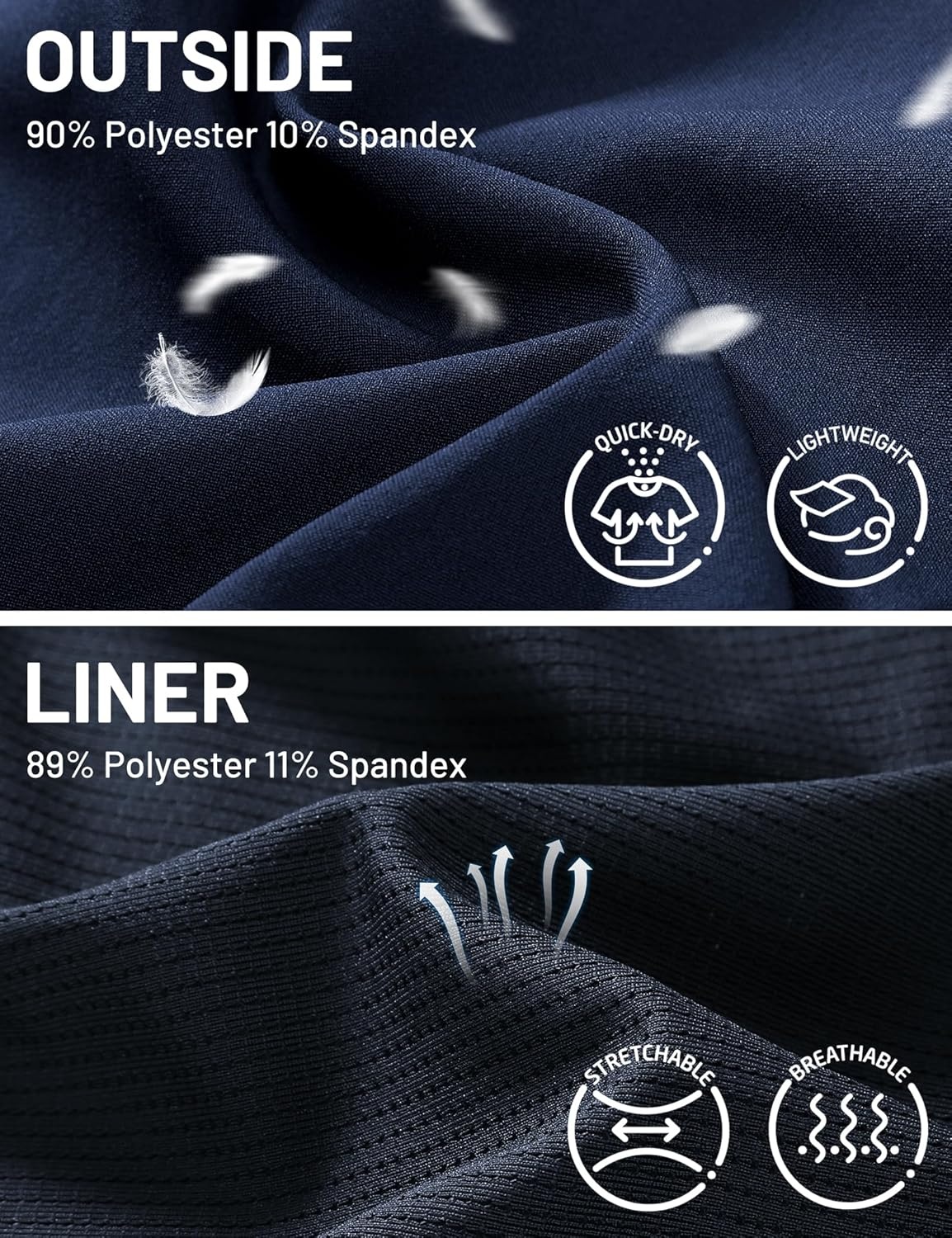 image:imageMIER Womens 2in1 Athletic Running Shorts with Pockets 3 High Waisted Quick Dry Active Exercise Shorts with Mesh LinerNavy