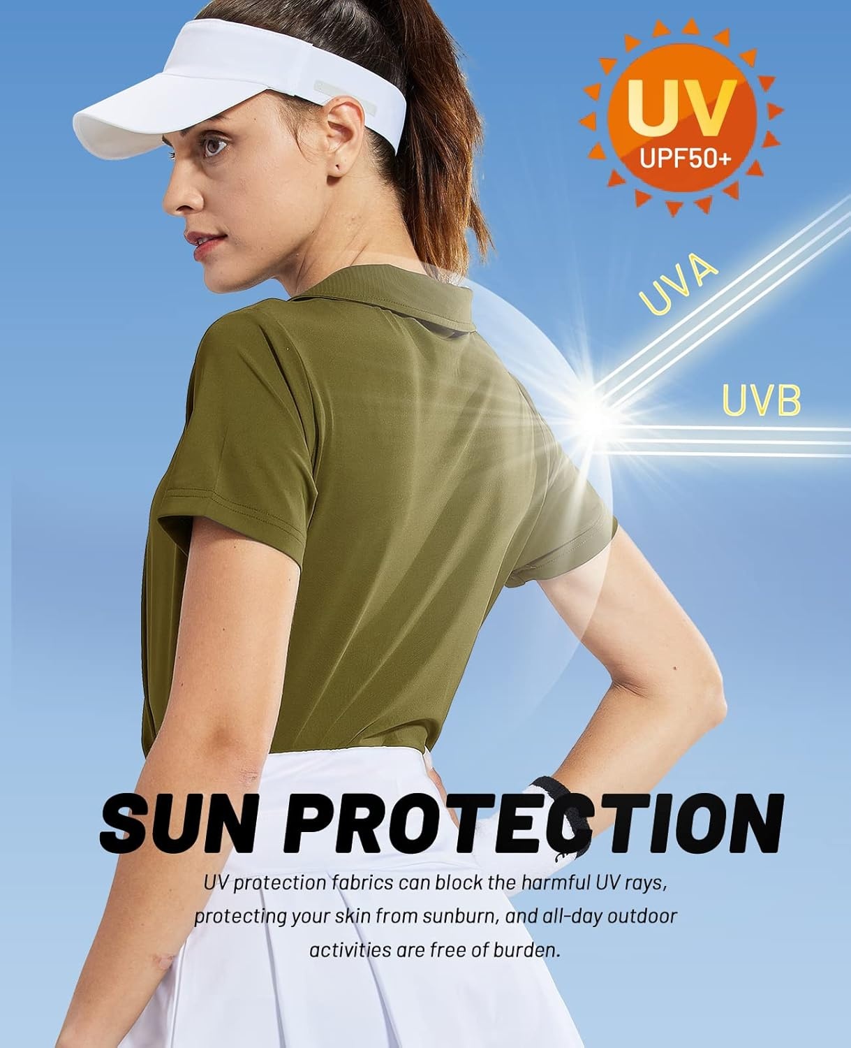 image:imageMIER Womens Golf Polo Shirts Collared V Neck Short Sleeve Tennis Shirt Dry Fit Moisture WickingArmy Green