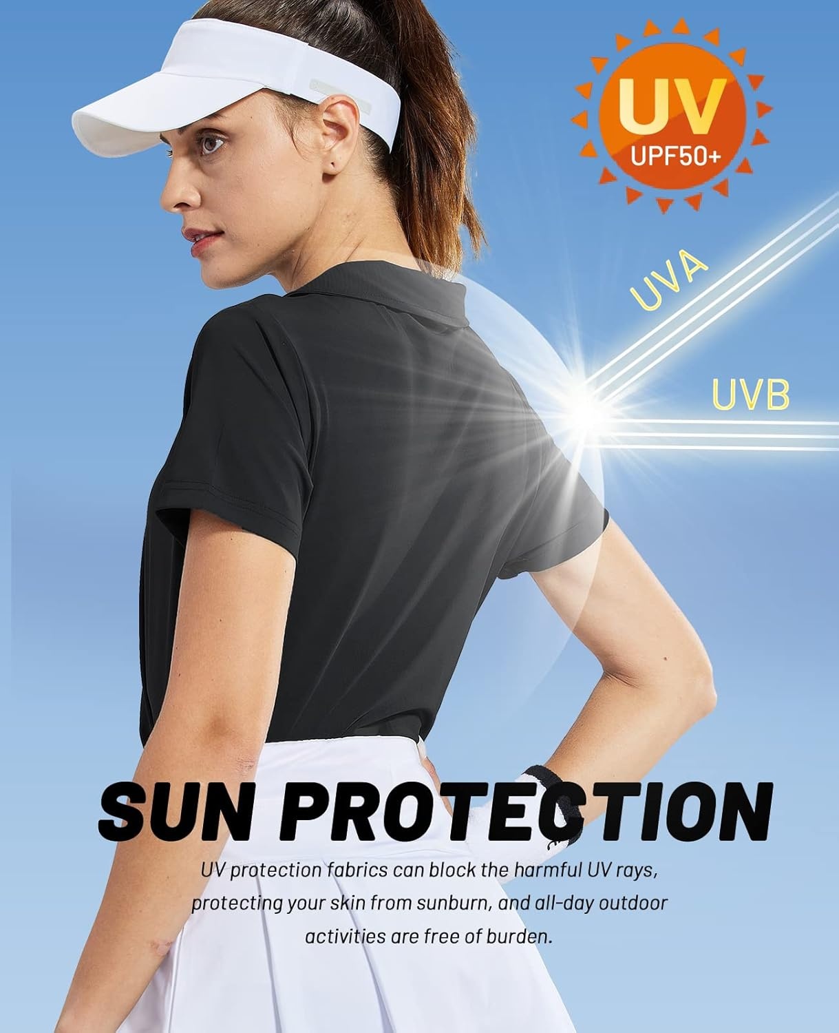 image:imageMIER Womens Golf Polo Shirts Collared V Neck Short Sleeve Tennis Shirt Dry Fit Moisture WickingBlack