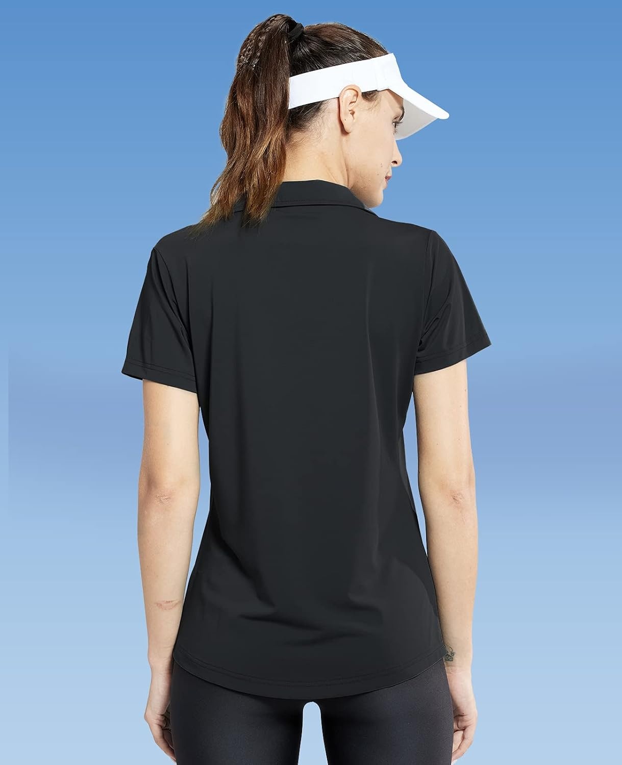 image:imageMIER Womens Golf Polo Shirts Collared V Neck Short Sleeve Tennis Shirt Dry Fit Moisture WickingBlack