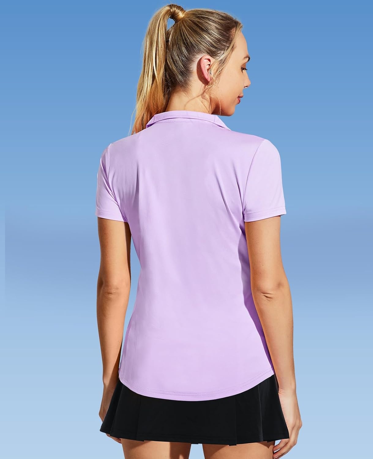 image:imageMIER Womens Golf Polo Shirts Collared V Neck Short Sleeve Tennis Shirt Dry Fit Moisture WickingLight Purple