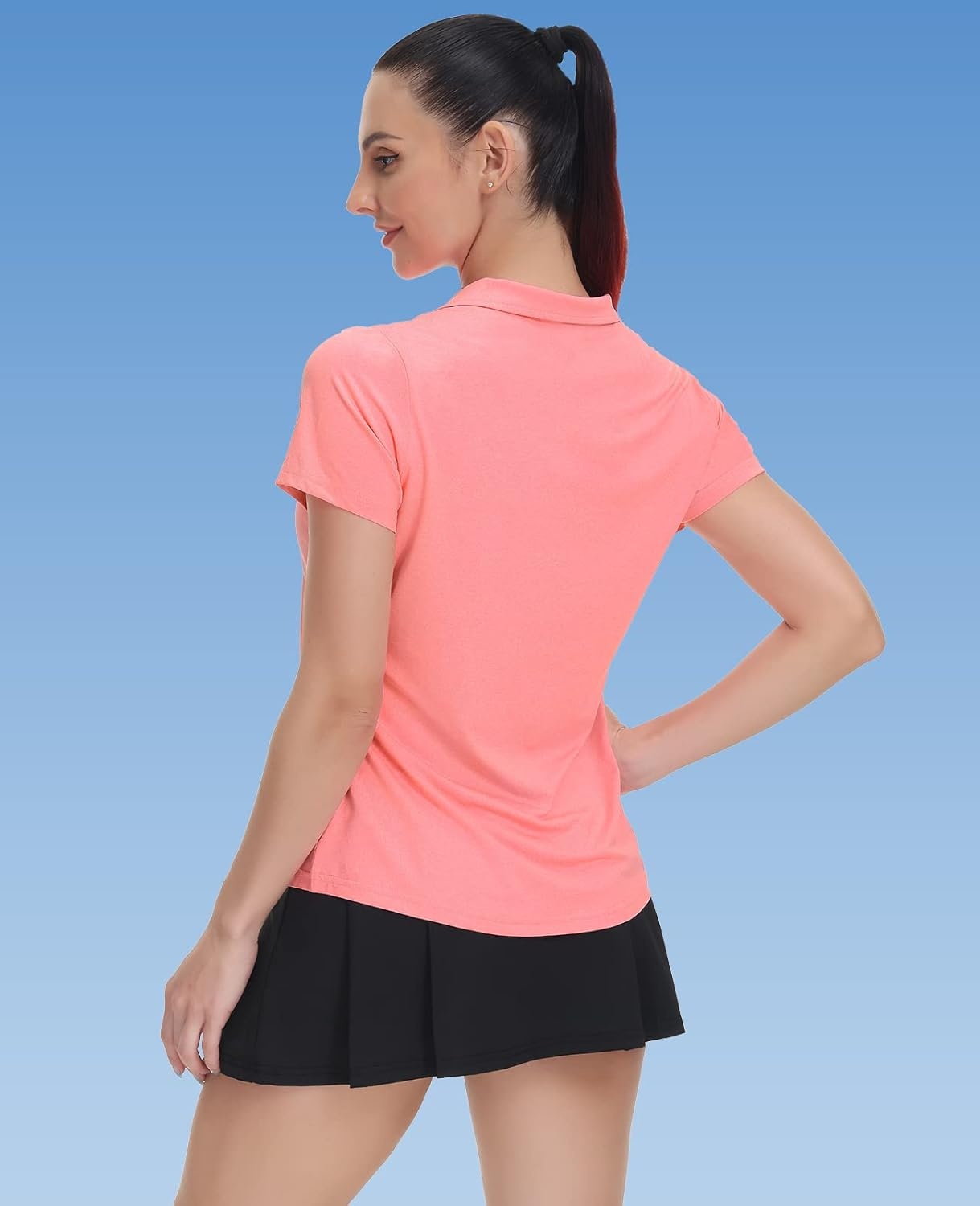 image:imageMIER Womens Golf Polo Shirts Collared V Neck Short Sleeve Tennis Shirt Dry Fit Moisture WickingPink