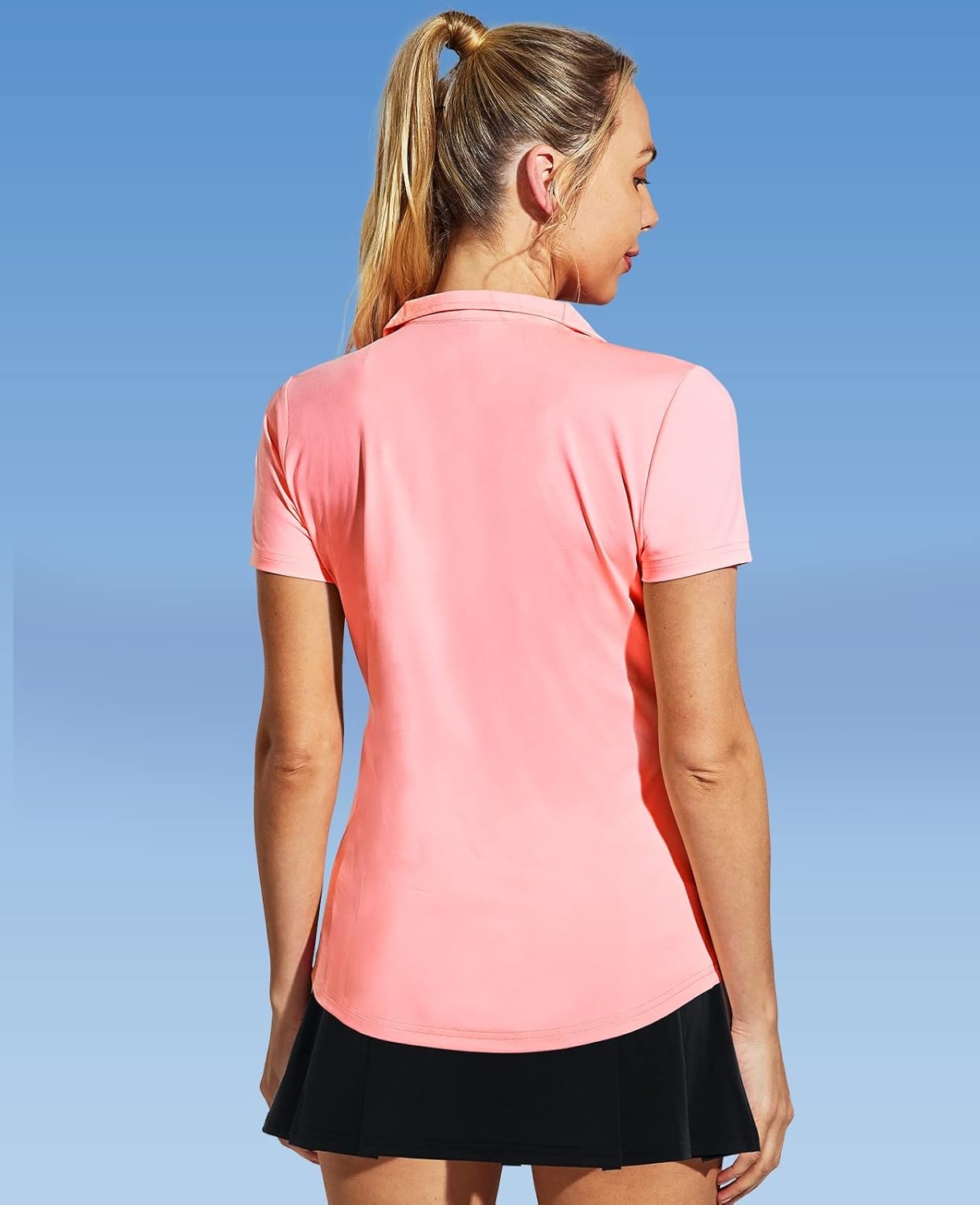 image:imageMIER Womens Golf Polo Shirts Collared V Neck Short Sleeve Tennis Shirt Dry Fit Moisture WickingPink