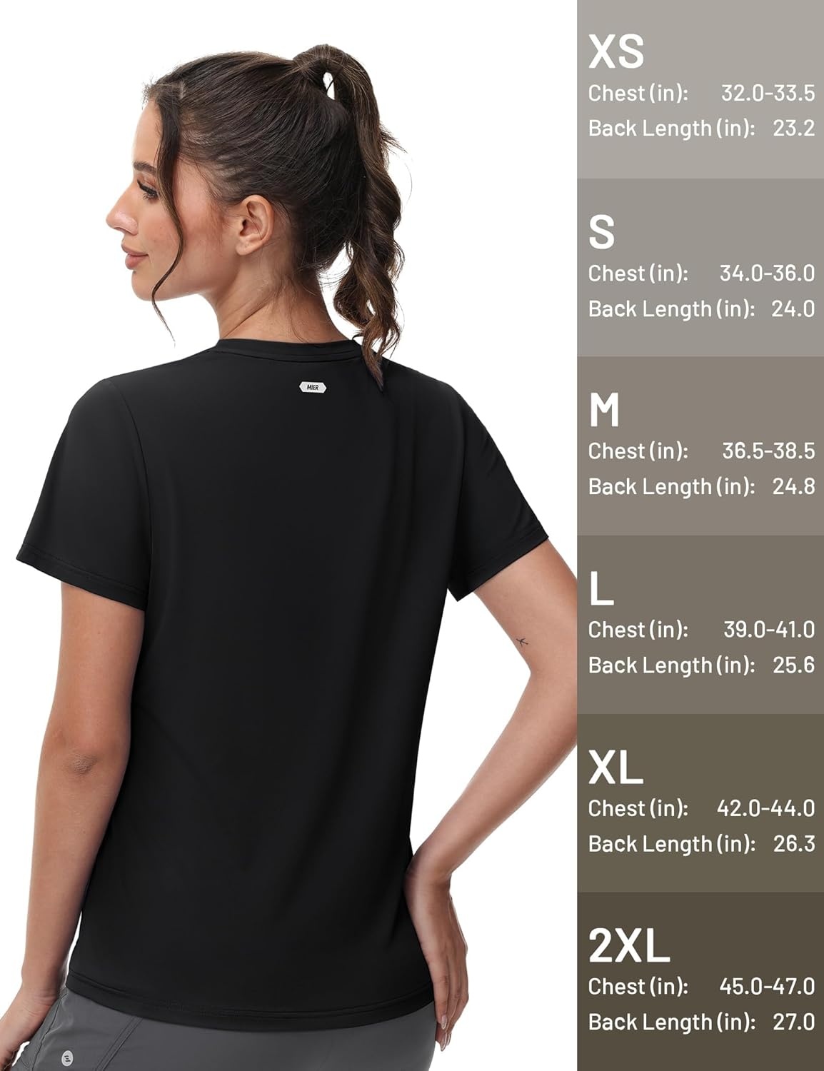 image:imageMIER Womens Running Athletic Shirts Dry Fit Active TShirt Tops Short Sleeve Soft Crew Neck Gym Workout Exercise TeesBlack