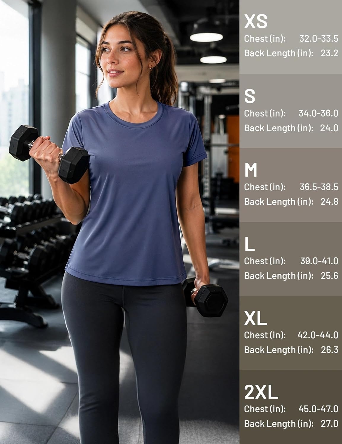 image:imageMIER Womens Running Athletic Shirts Dry Fit Active TShirt Tops Short Sleeve Soft Crew Neck Gym Workout Exercise TeesDark Dusty Blue