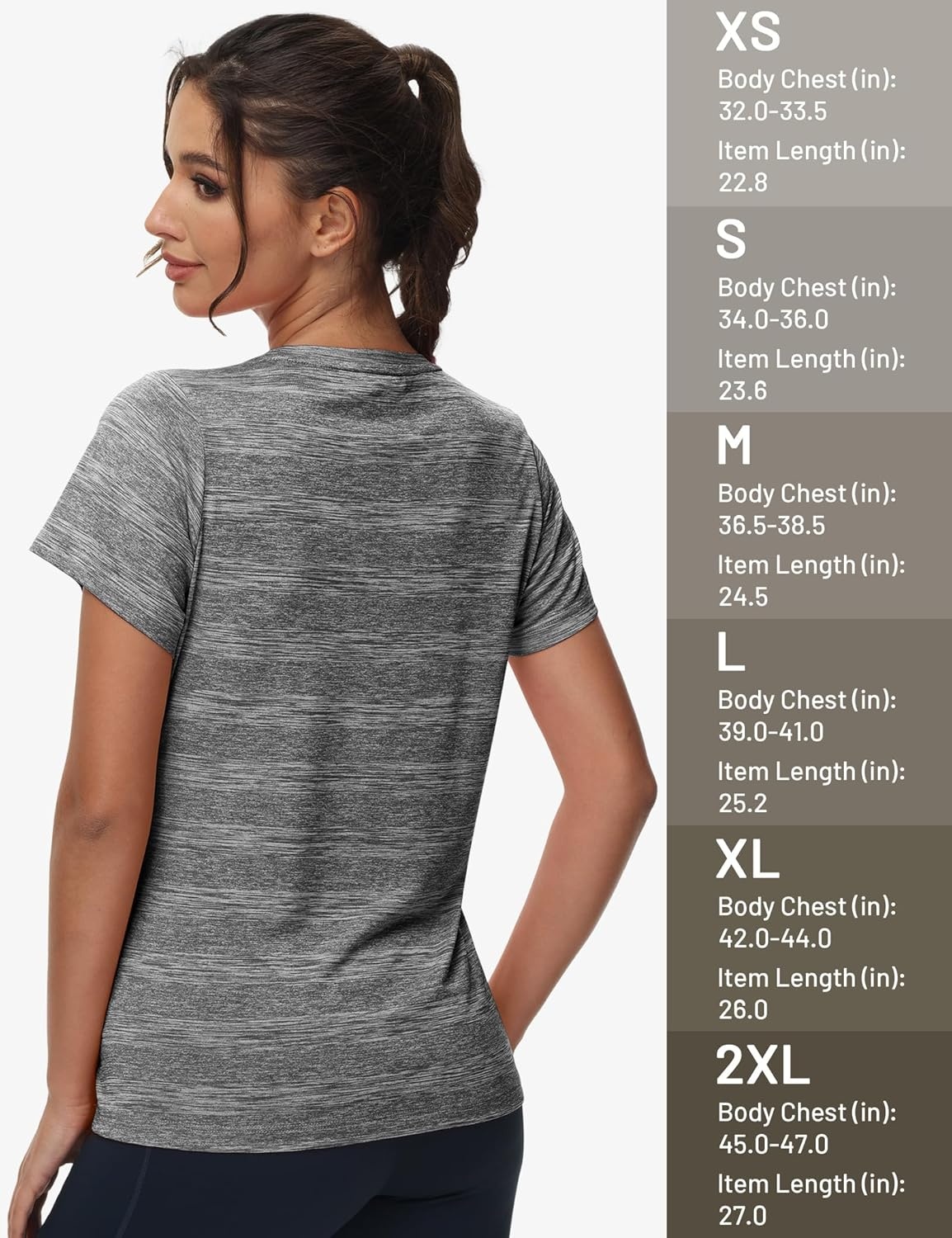 image:imageMIER Womens Running Athletic Shirts Dry Fit Active TShirt Tops Short Sleeve Soft Crew Neck Gym Workout Exercise TeesHeather Grey