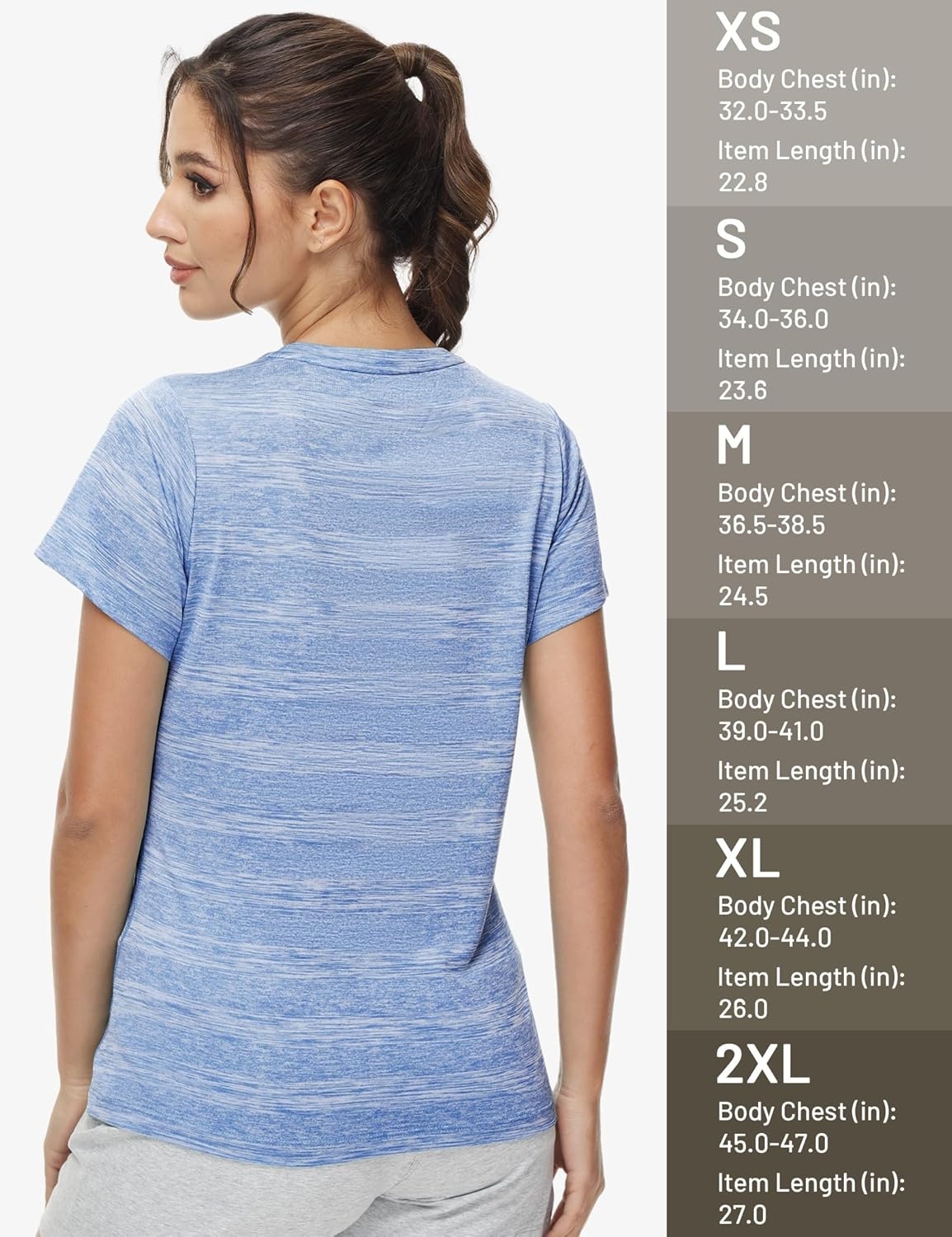 image:imageMIER Womens Running Athletic Shirts Dry Fit Active TShirt Tops Short Sleeve Soft Crew Neck Gym Workout Exercise TeesHeather Light Blue