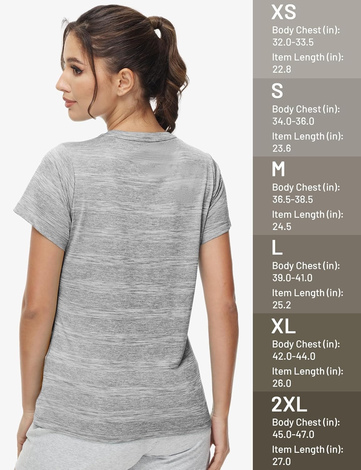 image:imageMIER Womens Running Athletic Shirts Dry Fit Active TShirt Tops Short Sleeve Soft Crew Neck Gym Workout Exercise TeesHeather Light Grey