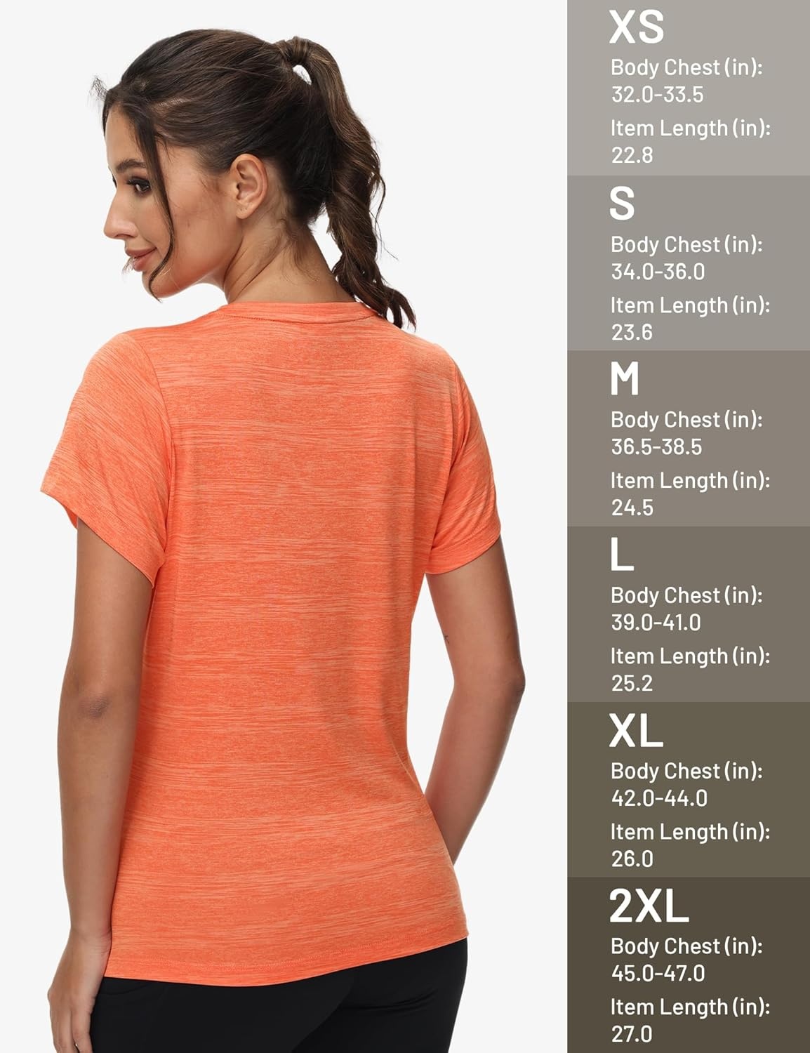 image:imageMIER Womens Running Athletic Shirts Dry Fit Active TShirt Tops Short Sleeve Soft Crew Neck Gym Workout Exercise TeesHeather Orange