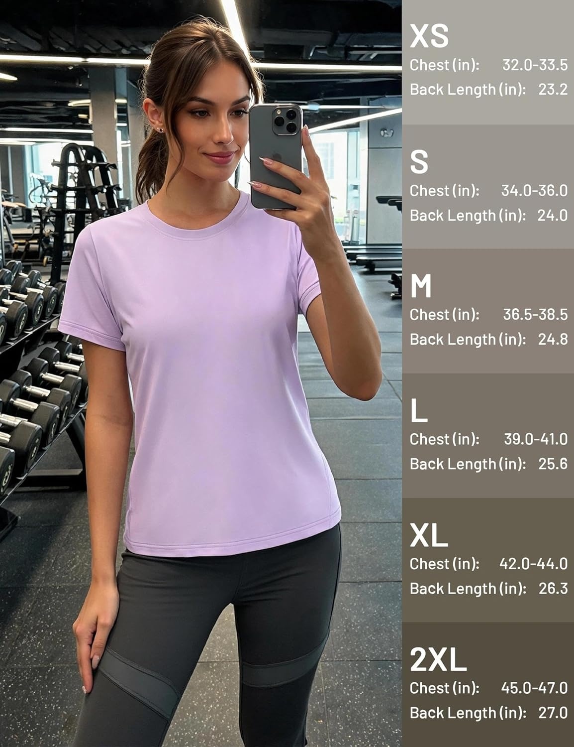 image:imageMIER Womens Running Athletic Shirts Dry Fit Active TShirt Tops Short Sleeve Soft Crew Neck Gym Workout Exercise TeesLavender