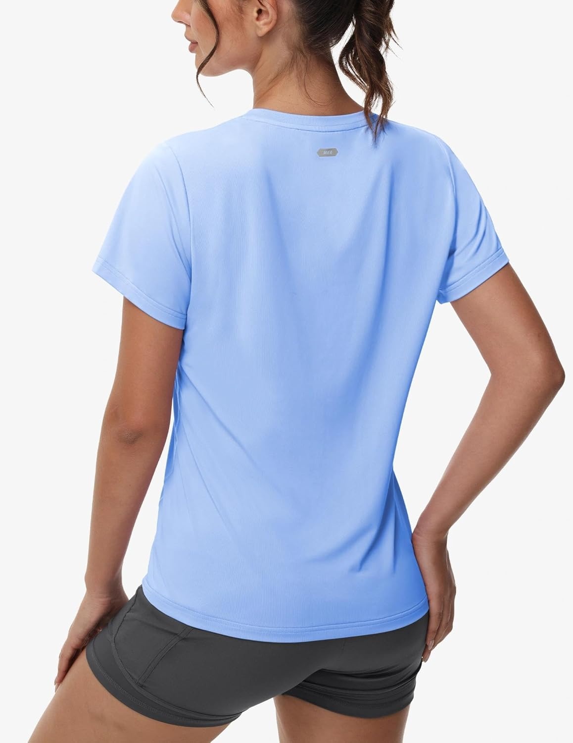 image:imageMIER Womens Running Athletic Shirts Dry Fit Active TShirt Tops Short Sleeve Soft Crew Neck Gym Workout Exercise TeesLight Blue