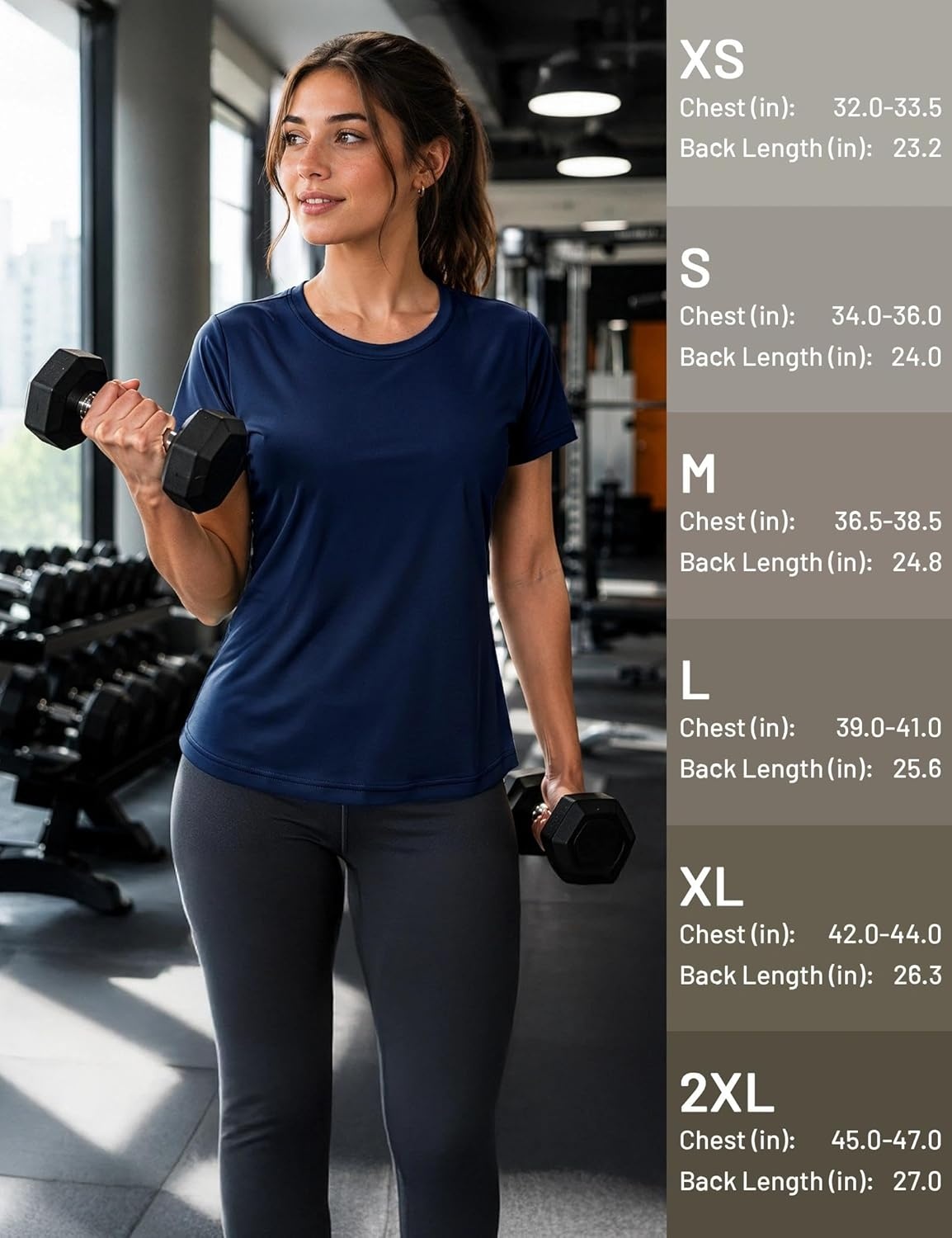 image:imageMIER Womens Running Athletic Shirts Dry Fit Active TShirt Tops Short Sleeve Soft Crew Neck Gym Workout Exercise TeesNavy