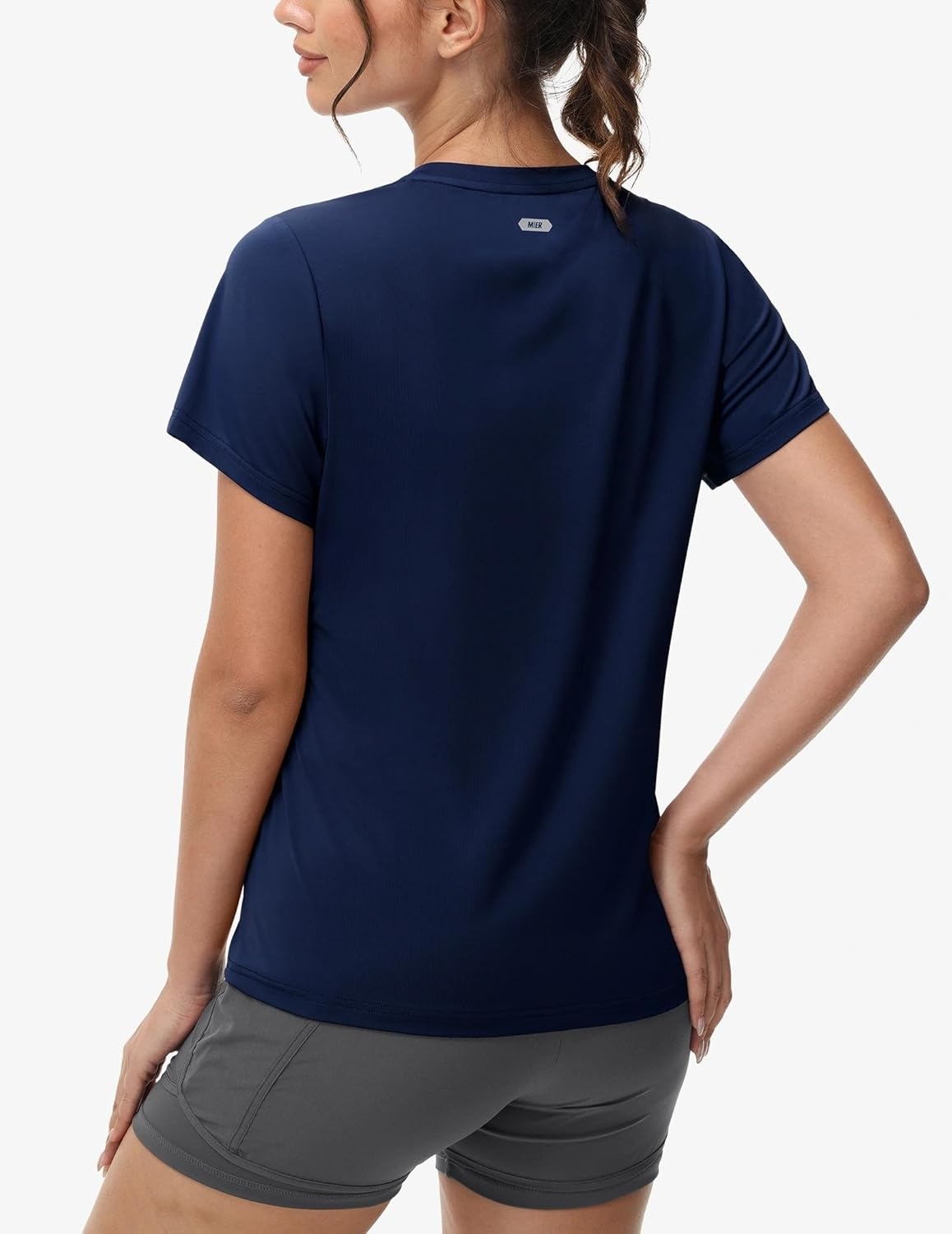 image:imageMIER Womens Running Athletic Shirts Dry Fit Active TShirt Tops Short Sleeve Soft Crew Neck Gym Workout Exercise TeesNavy