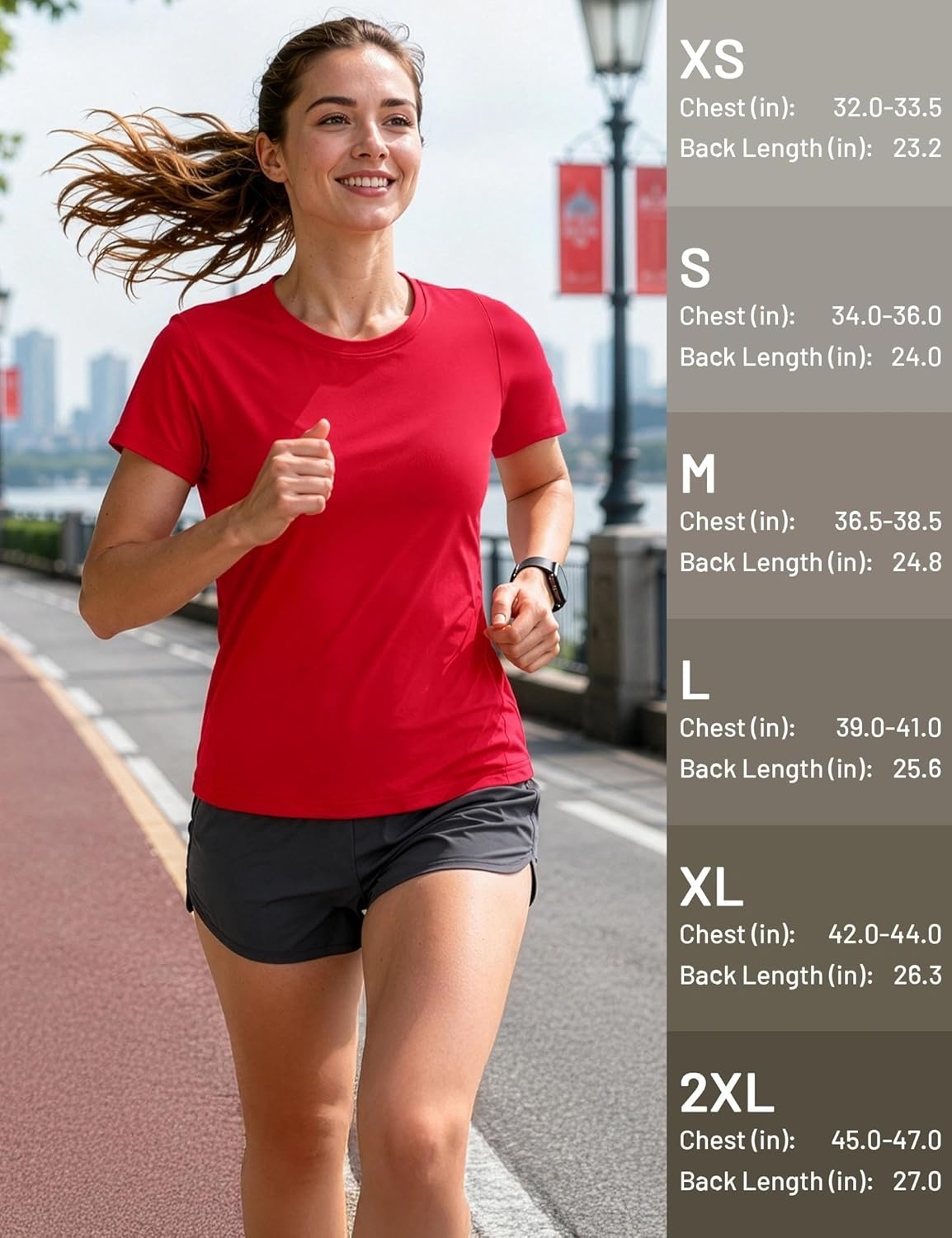 image:imageMIER Womens Running Athletic Shirts Dry Fit Active TShirt Tops Short Sleeve Soft Crew Neck Gym Workout Exercise TeesRed
