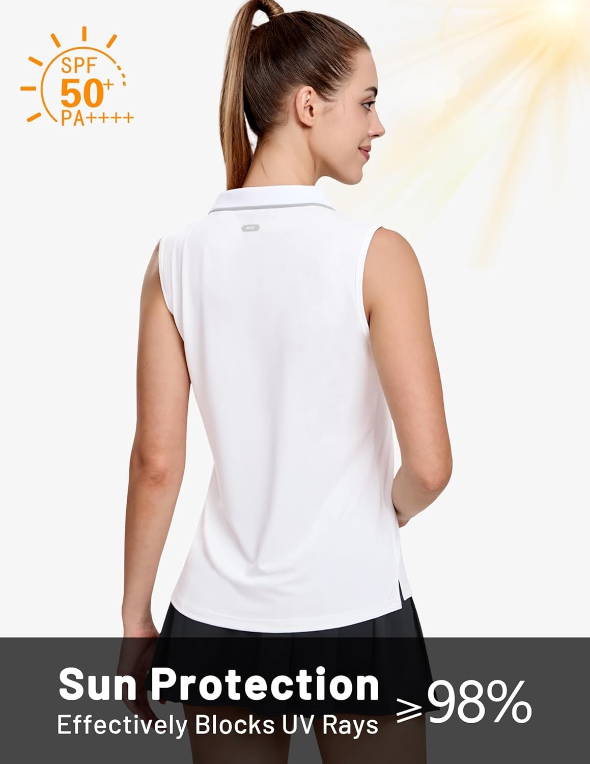 image:imageMIER Womens Sleeveless Golf Polo Shirts Dry Fit Collared Tank Tops V Neck Ribbed Athletic Tennis Shirt Moisture WickingWhiteLight Grey