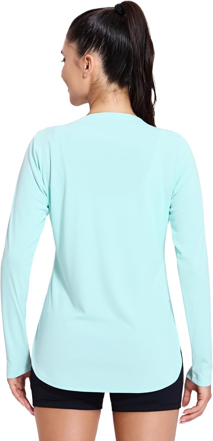 image:imageMIER Womens UPF 50 Sun Shirts Long Sleeve Workout UV Protection Dry Fit Athletic Running Gym Hiking Tops LightweightAqua