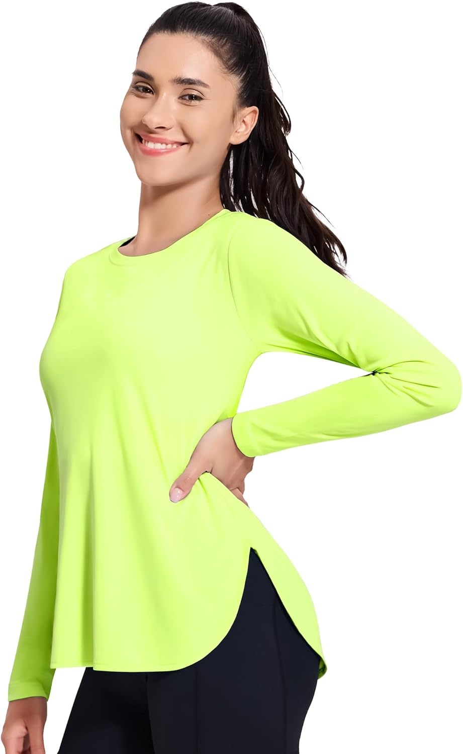 image:imageMIER Womens UPF 50 Sun Shirts Long Sleeve Workout UV Protection Dry Fit Athletic Running Gym Hiking Tops LightweightGreen