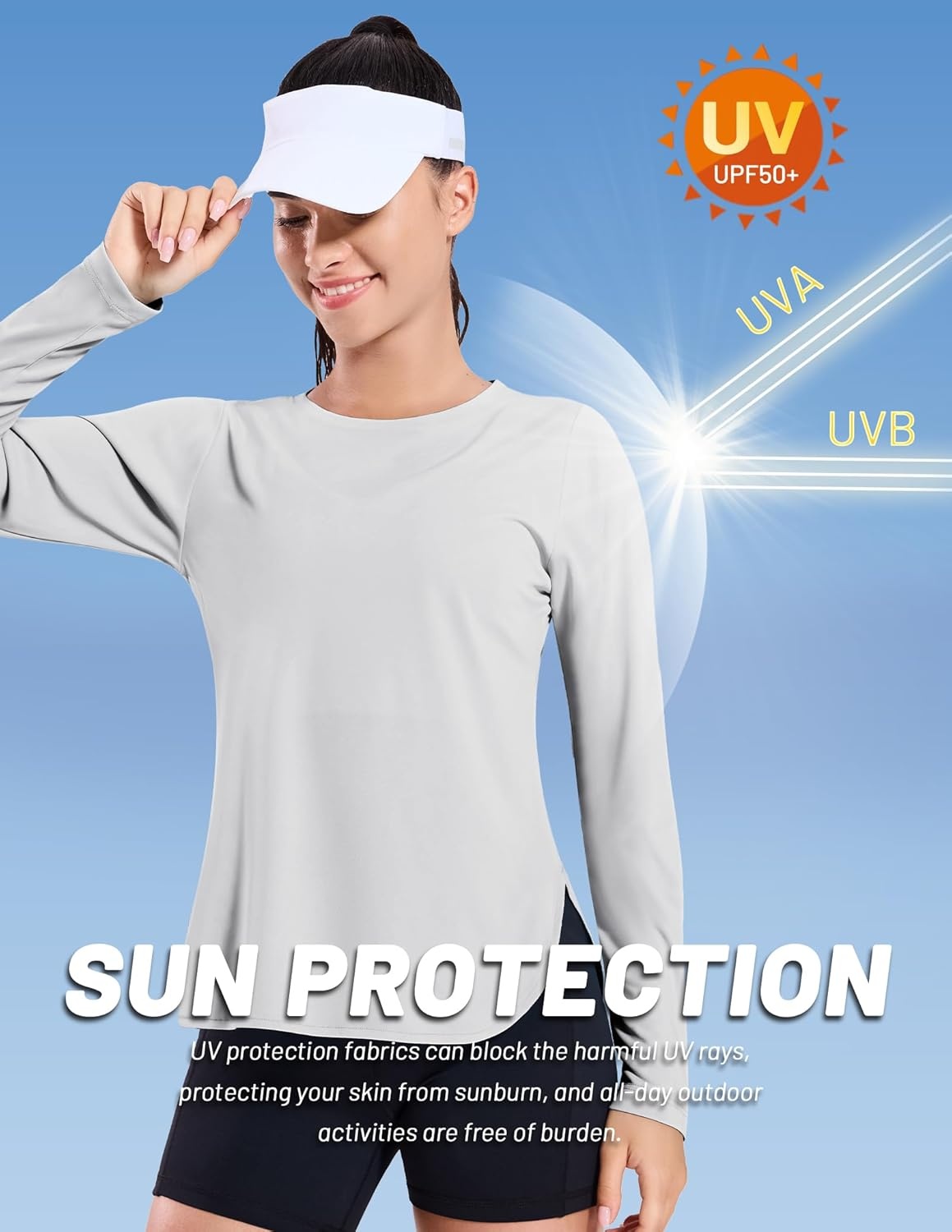 image:imageMIER Womens UPF 50 Sun Shirts Long Sleeve Workout UV Protection Dry Fit Athletic Running Gym Hiking Tops LightweightLight Grey