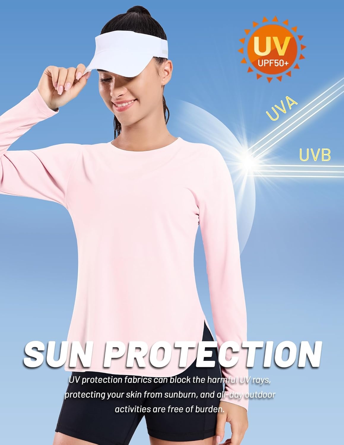 image:imageMIER Womens UPF 50 Sun Shirts Long Sleeve Workout UV Protection Dry Fit Athletic Running Gym Hiking Tops LightweightLight Pink