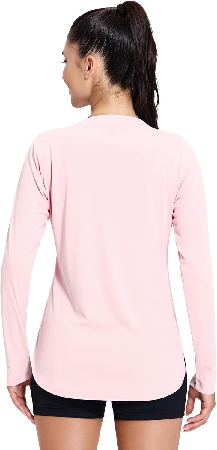 image:imageMIER Womens UPF 50 Sun Shirts Long Sleeve Workout UV Protection Dry Fit Athletic Running Gym Hiking Tops LightweightLight Pink