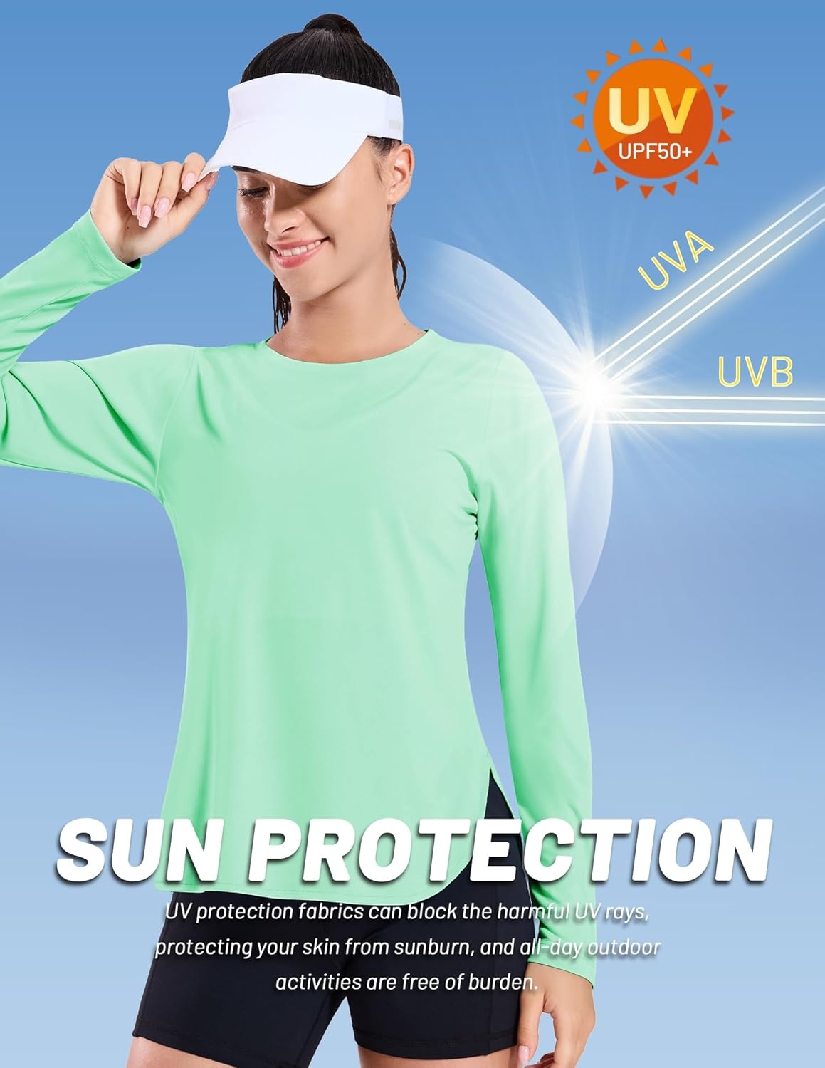 image:imageMIER Womens UPF 50 Sun Shirts Long Sleeve Workout UV Protection Dry Fit Athletic Running Gym Hiking Tops LightweightMint Green