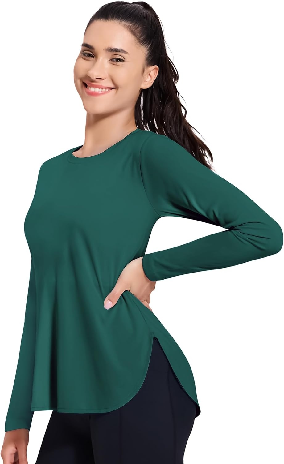 image:imageMIER Womens UPF 50 Sun Shirts Long Sleeve Workout UV Protection Dry Fit Athletic Running Gym Hiking Tops LightweightMoss Green