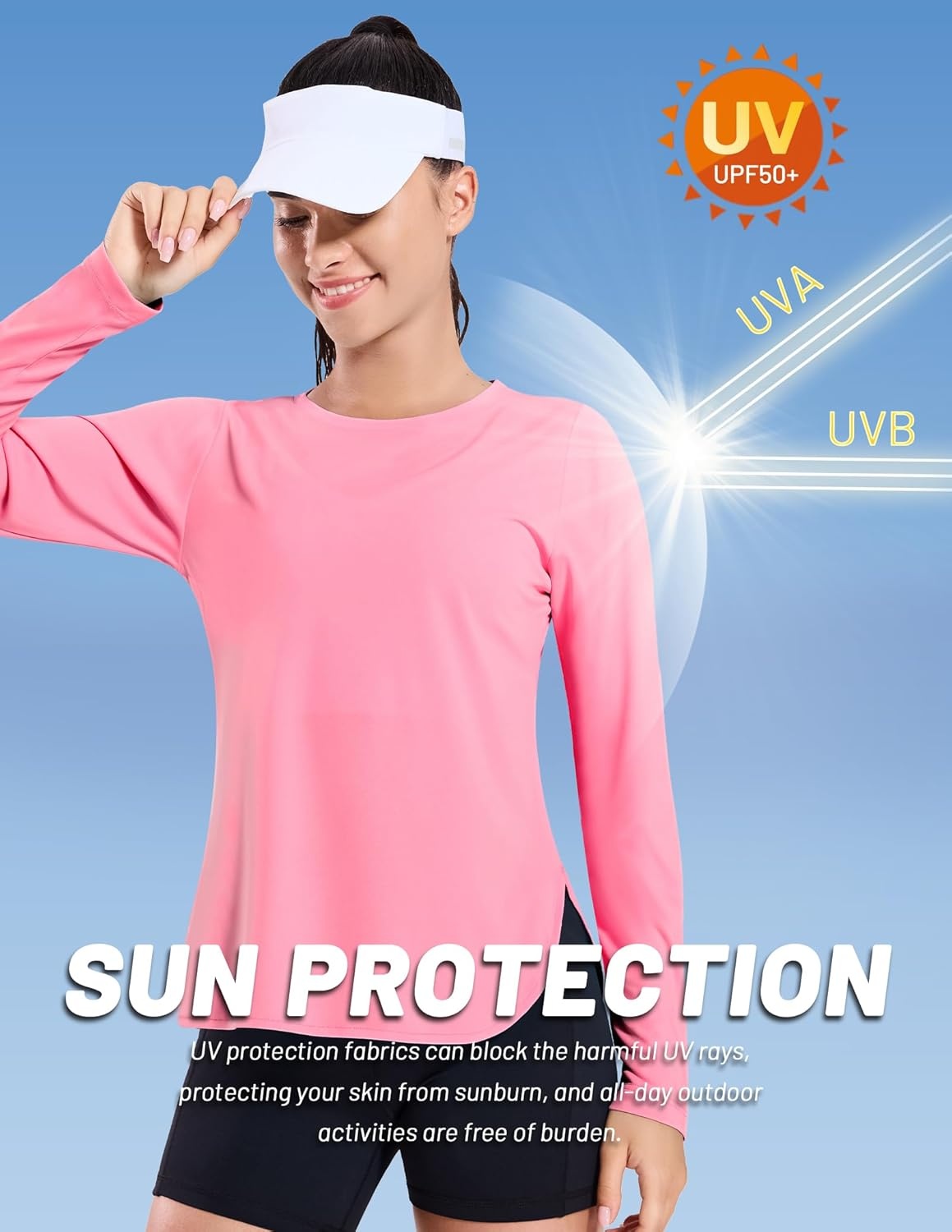 image:imageMIER Womens UPF 50 Sun Shirts Long Sleeve Workout UV Protection Dry Fit Athletic Running Gym Hiking Tops LightweightPink