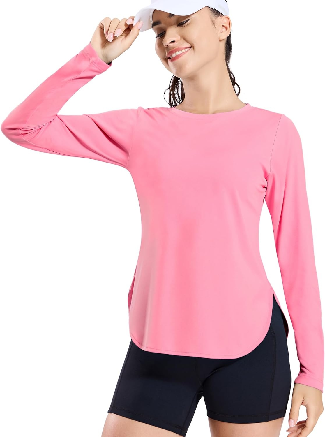 image:imageMIER Womens UPF 50 Sun Shirts Long Sleeve Workout UV Protection Dry Fit Athletic Running Gym Hiking Tops LightweightPink