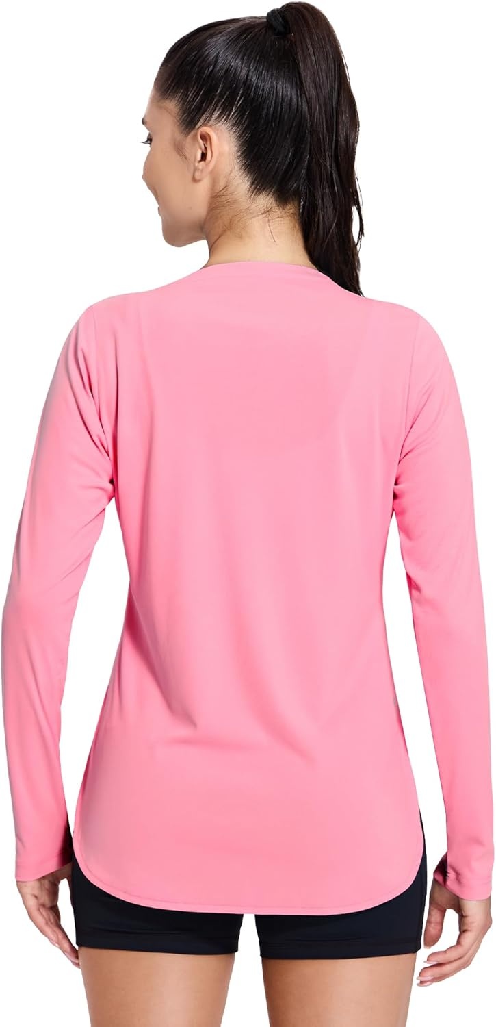 image:imageMIER Womens UPF 50 Sun Shirts Long Sleeve Workout UV Protection Dry Fit Athletic Running Gym Hiking Tops LightweightPink