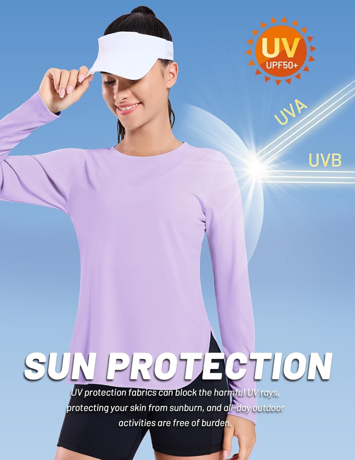 image:imageMIER Womens UPF 50 Sun Shirts Long Sleeve Workout UV Protection Dry Fit Athletic Running Gym Hiking Tops LightweightPurple