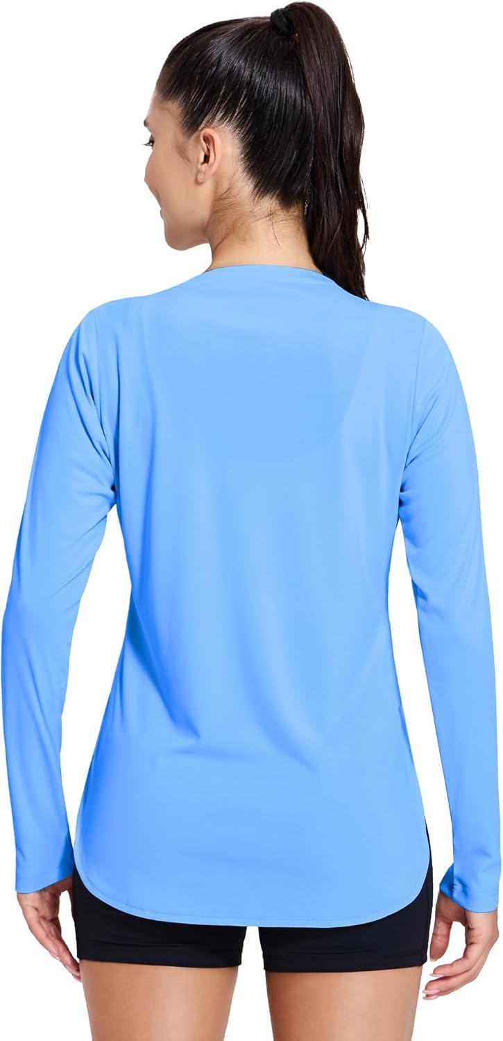 image:imageMIER Womens UPF 50 Sun Shirts Long Sleeve Workout UV Protection Dry Fit Athletic Running Gym Hiking Tops LightweightSky Blue