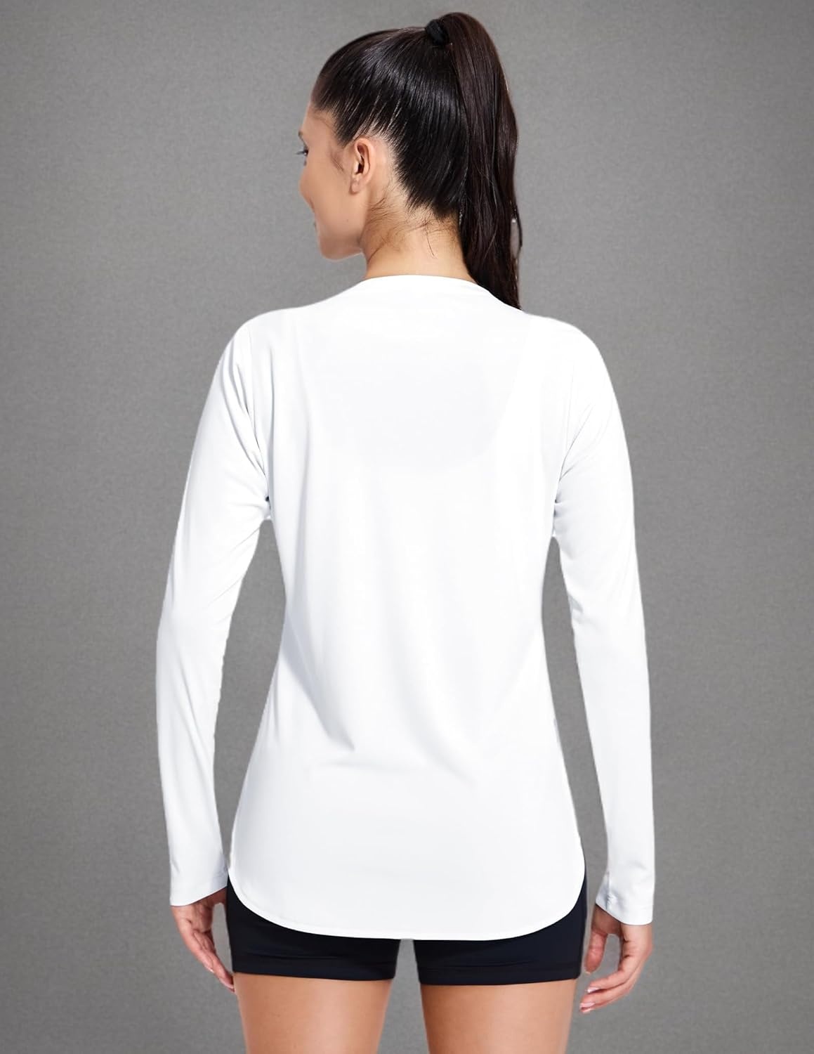 image:imageMIER Womens UPF 50 Sun Shirts Long Sleeve Workout UV Protection Dry Fit Athletic Running Gym Hiking Tops LightweightWhite