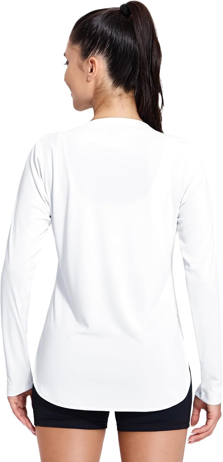 image:imageMIER Womens UPF 50 Sun Shirts Long Sleeve Workout UV Protection Dry Fit Athletic Running Gym Hiking Tops LightweightWhite