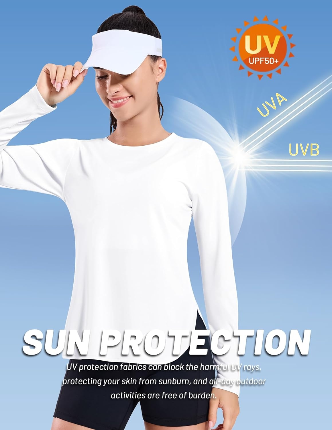 image:imageMIER Womens UPF 50 Sun Shirts Long Sleeve Workout UV Protection Dry Fit Athletic Running Gym Hiking Tops LightweightWhite