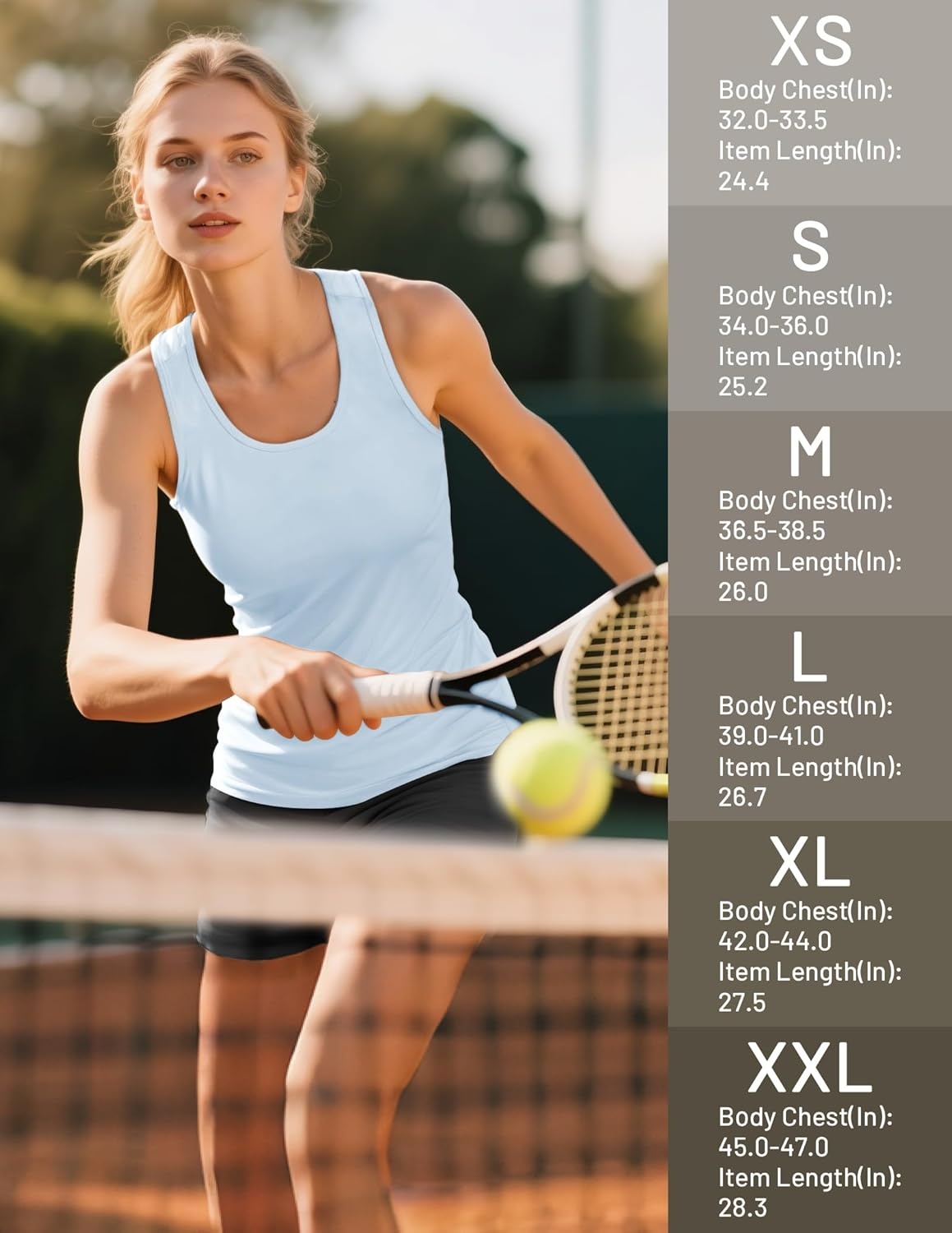 image:imageMIER Womens Workout Tank Tops Sleeveless Yoga Athletic Running Dry Fit Shirts Racerback Soft Gym Muscle Tee Scoop NeckLight Blue