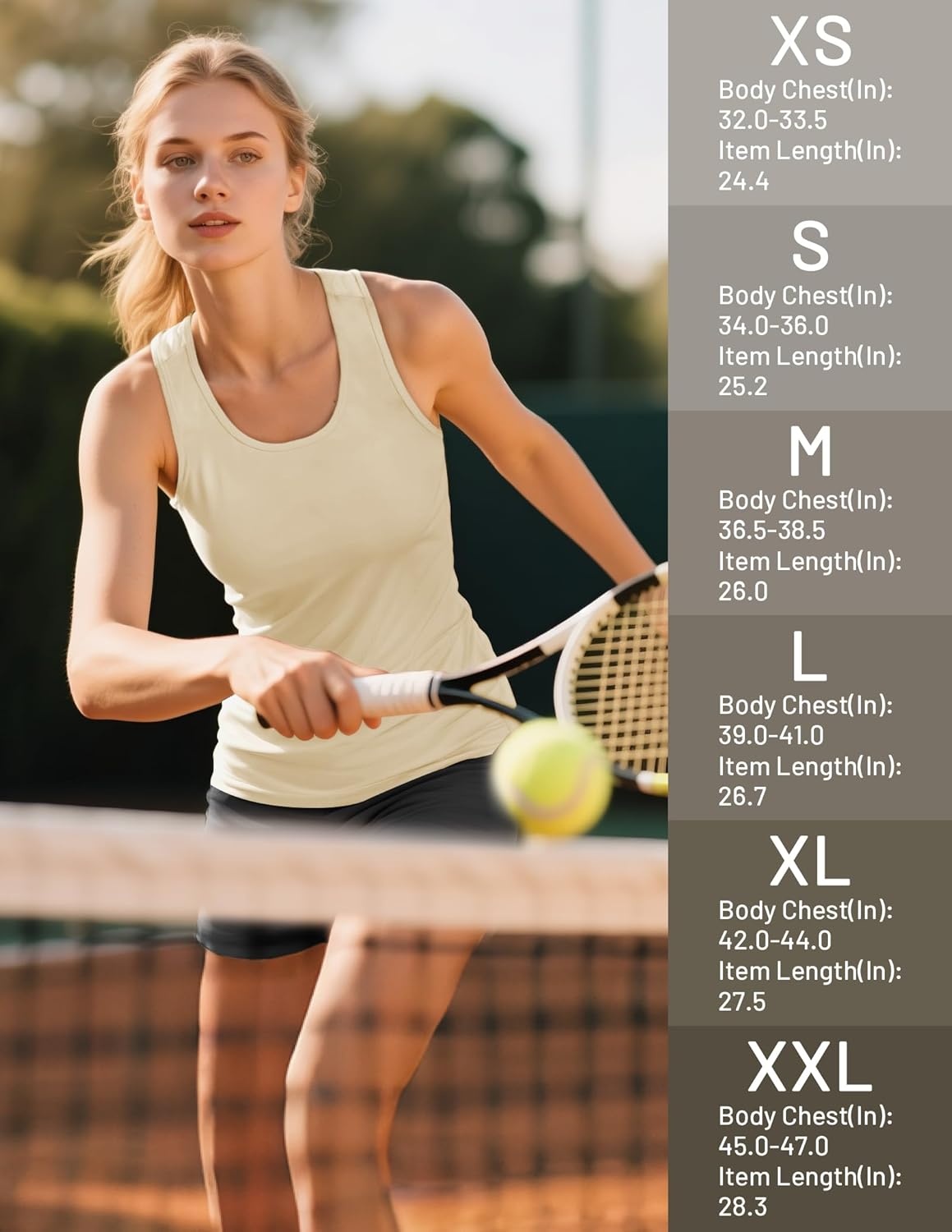 image:imageMIER Womens Workout Tank Tops Sleeveless Yoga Athletic Running Dry Fit Shirts Racerback Soft Gym Muscle Tee Scoop NeckLight Khaki