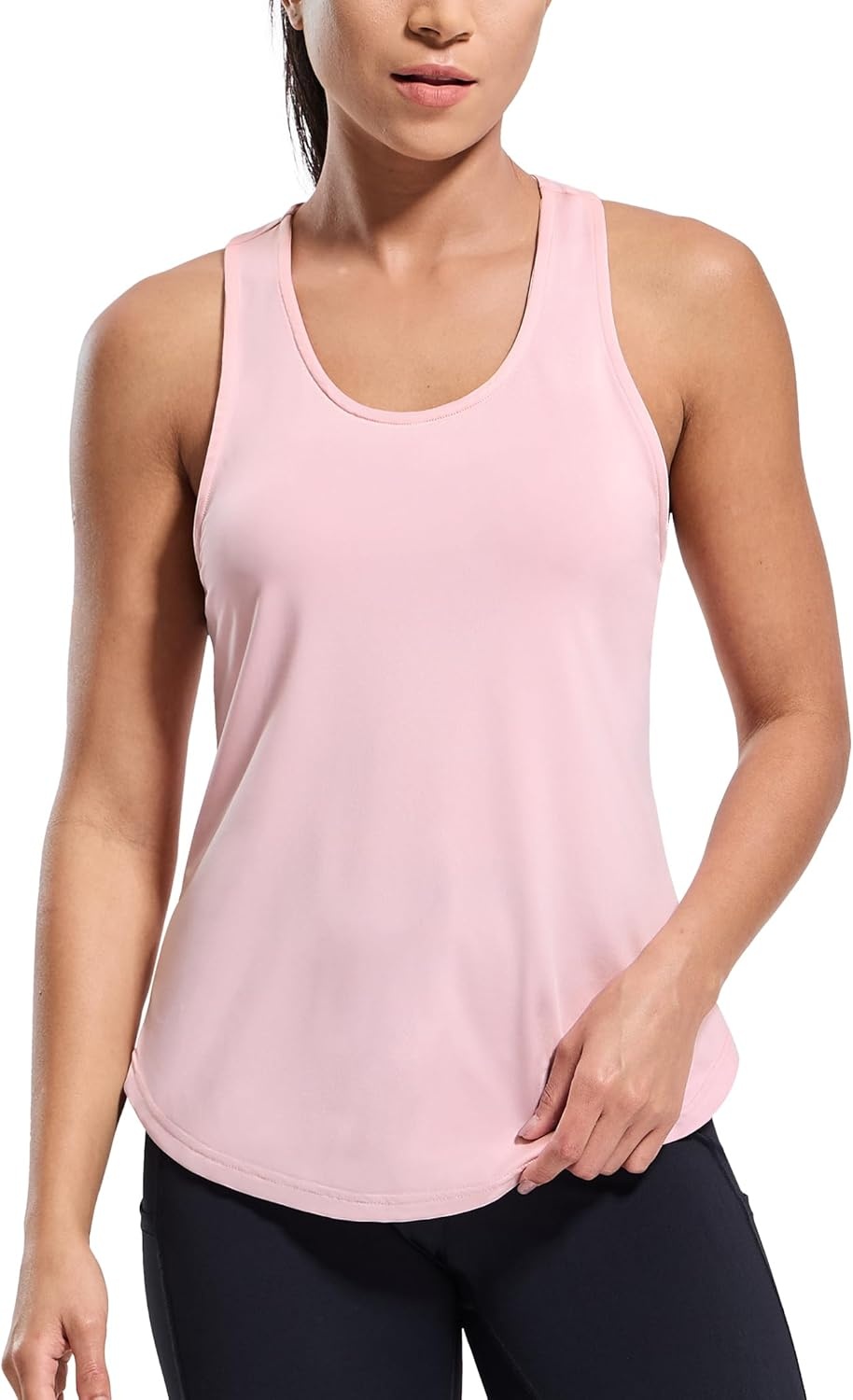 image:imageMIER Womens Workout Tank Tops Sleeveless Yoga Athletic Running Dry Fit Shirts Racerback Soft Gym Muscle Tee Scoop NeckLight Pink