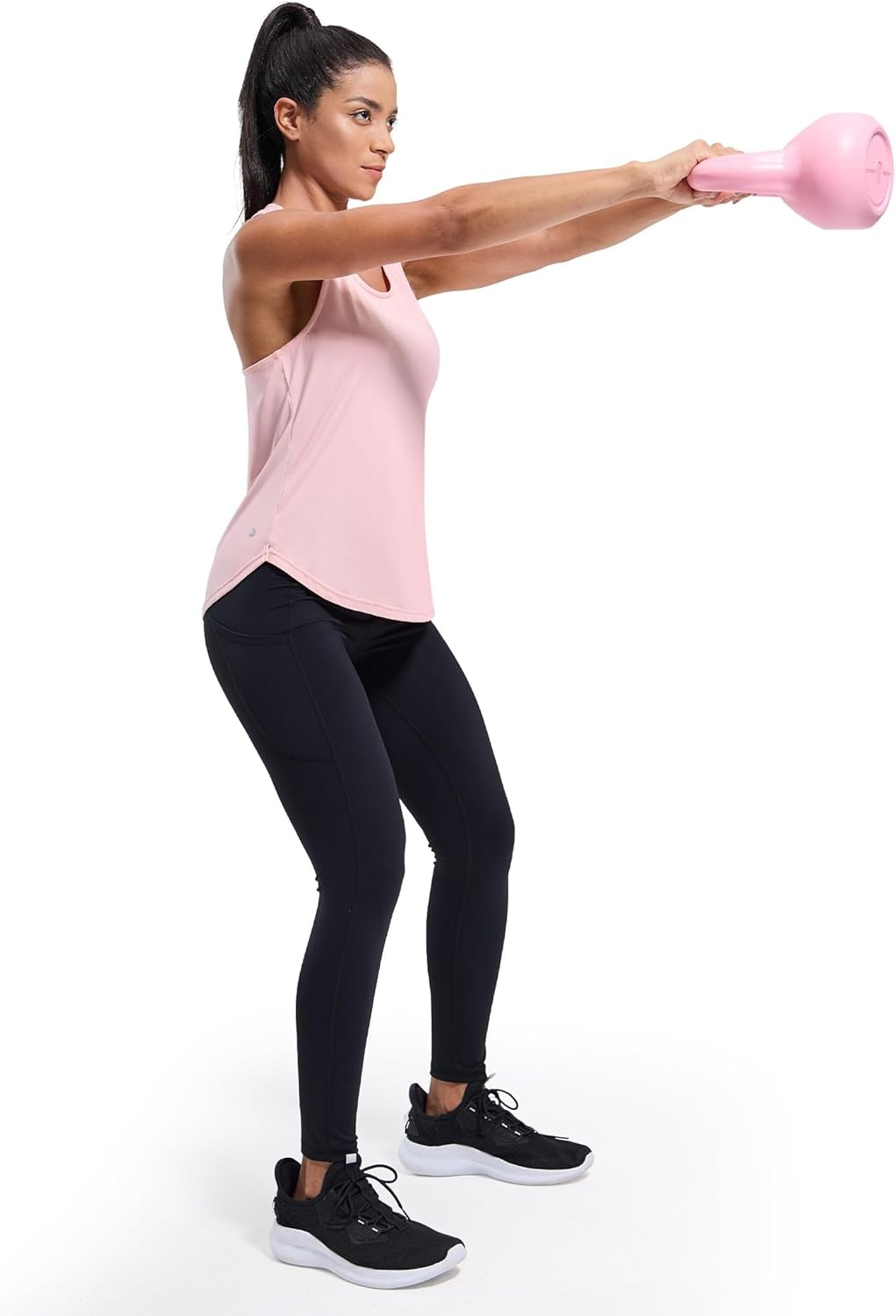 image:imageMIER Womens Workout Tank Tops Sleeveless Yoga Athletic Running Dry Fit Shirts Racerback Soft Gym Muscle Tee Scoop NeckLight Pink
